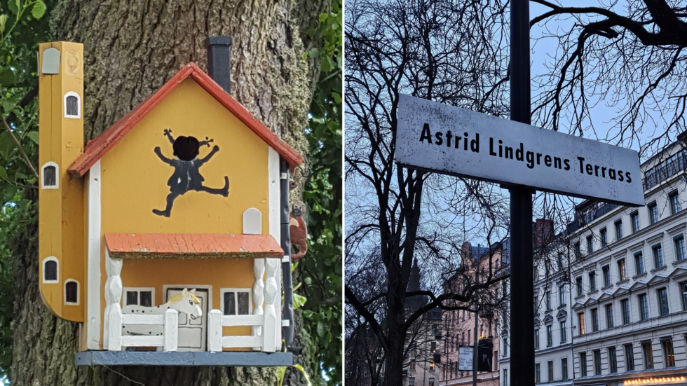 Pippiholk i en park och en plats uppkallad efter Astrid Lindgren, båda exempel från Stockholm.