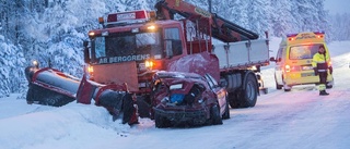 Mötte plogbil efter omkörning