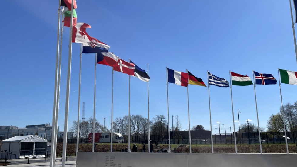 Skribenten menar att det skulle vara en sorgens dag om Sveriges flagga hissades utanför Nato-högkvarteret.
