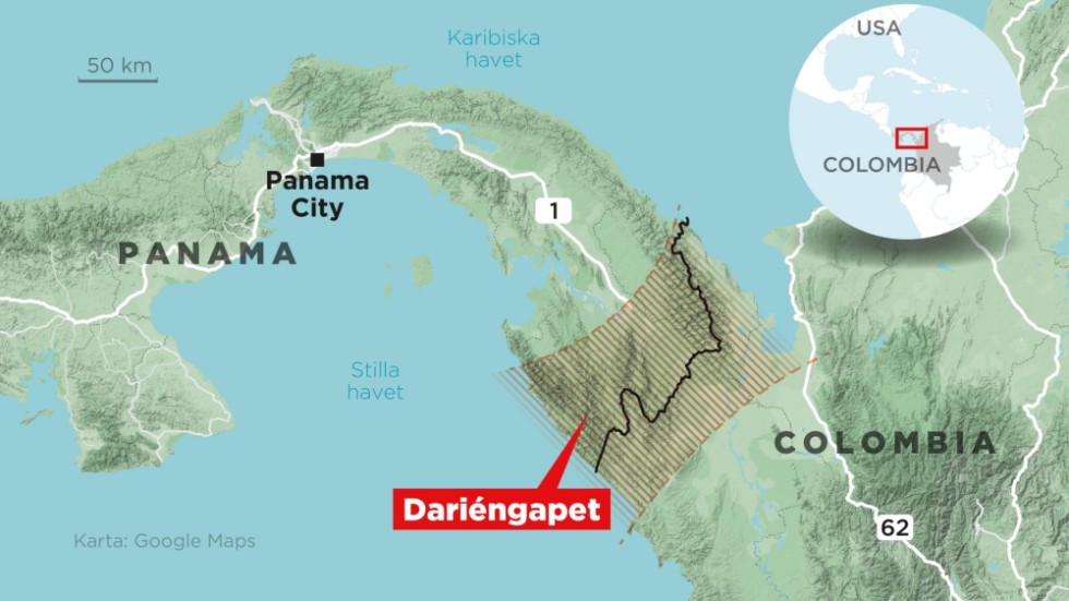 Det väglösa gränsområdet mellan Panama och Colombia kallas Dariéngapet.