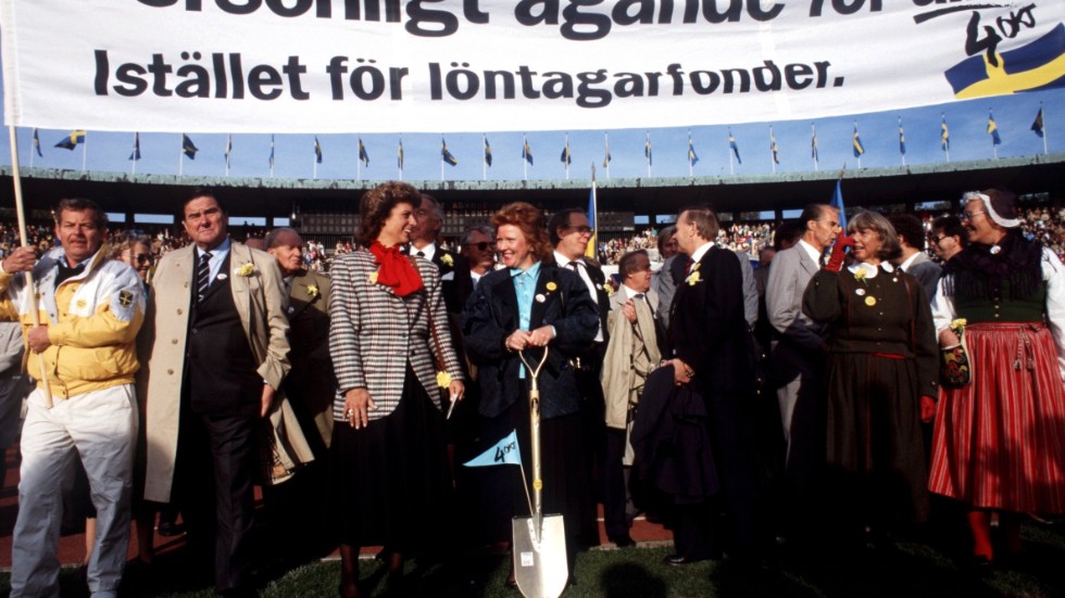 Demonstration mot löntagarfonder 4 oktober 1987.