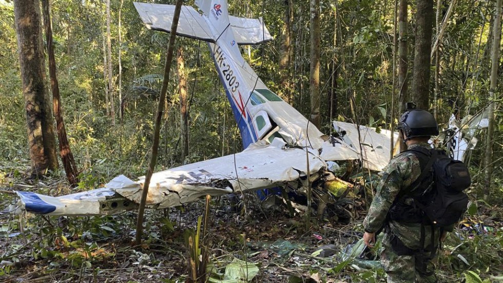 Piloten, barnens mamma och en till vuxen omkom i olyckan. Bild från den 18 maj.