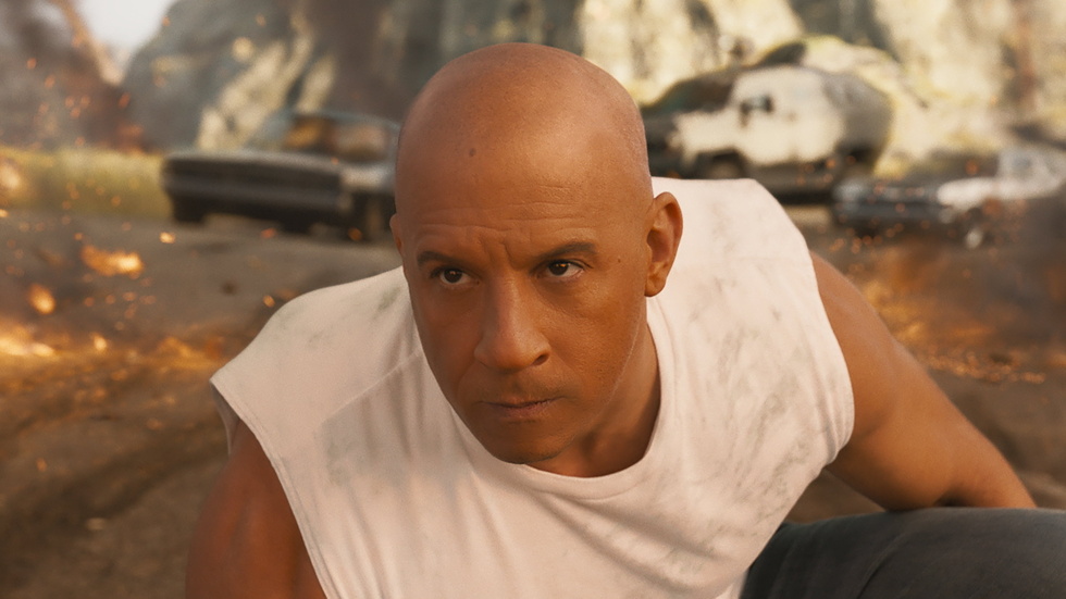 Vin Diesel spelade huvudrollen i "Fast & the furious 9: The fast saga". Under inspelningen av filmen föll en stuntman och skadade sig allvarligt. Pressbild.