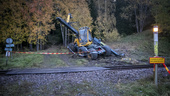 SN på plats vid järnvägsövergången efter tågolyckan i Hölö
