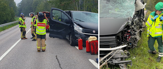 Personbil och lastbil i krock – en person fördes till sjukhus