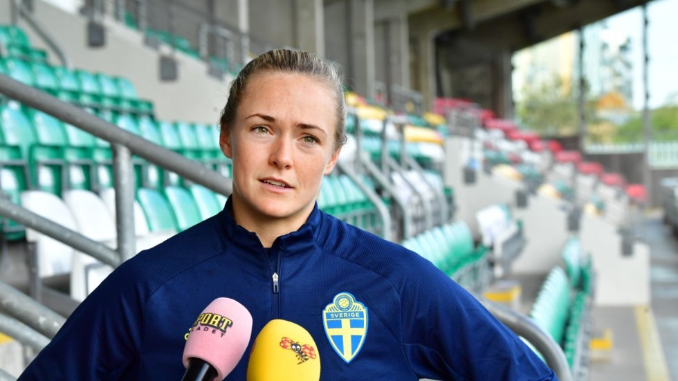 Magdalena Eriksson kritiserar herrspelarna i landslaget för att de inte tar avstånd från VM i Qatar. Arkivbild.
