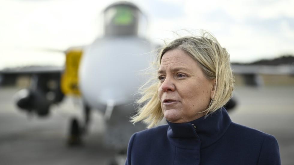 Statsminister Magdalena Andersson (S) besökte flygflottiljen F17 i Kallinge på lördagen.