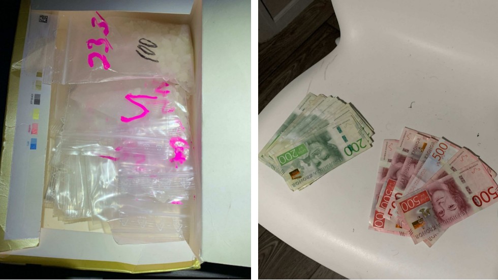 I 30-åringens bostad i Kisa hittade polisen stora mängder narkotika och 35 500 kronor i kontanter. (Bilderna är hämtade ur förundersökningen.) 
