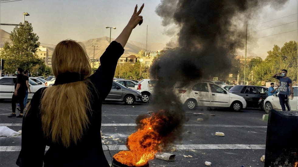 Bild som skickats till nyhetsbyrån AP inifrån Teheran den 1 oktober.