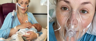Höggravida Natalie blev svårt covidsjuk precis före förlossning – födde med syrgas: "Vågade inte pussa min bebis"