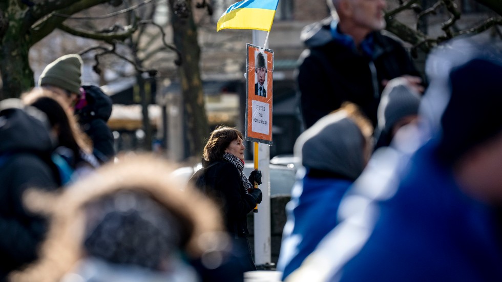 En bild från en tidigare manifestation, i Malmö, till stöd för Ukraina.