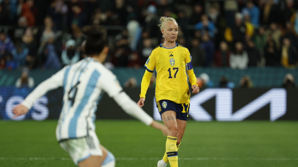 Caroline Seger under matchen mellan Sverige och Argentina.