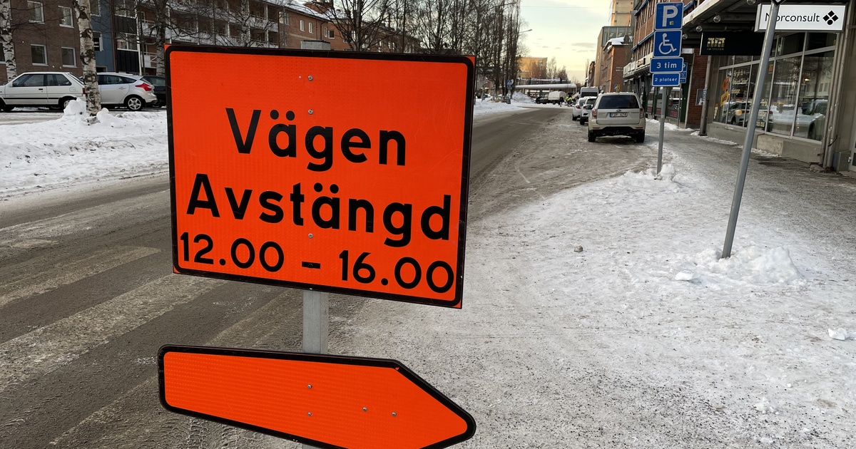 Gata avstängd i centrala Skellefteå