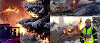 Dagen efter: Brinner fortfarande i brandresterna i Sjulnäs