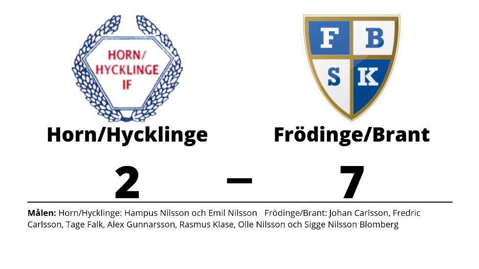 Horn/Hycklinge förlorade mot Frödinge/ Brant SK