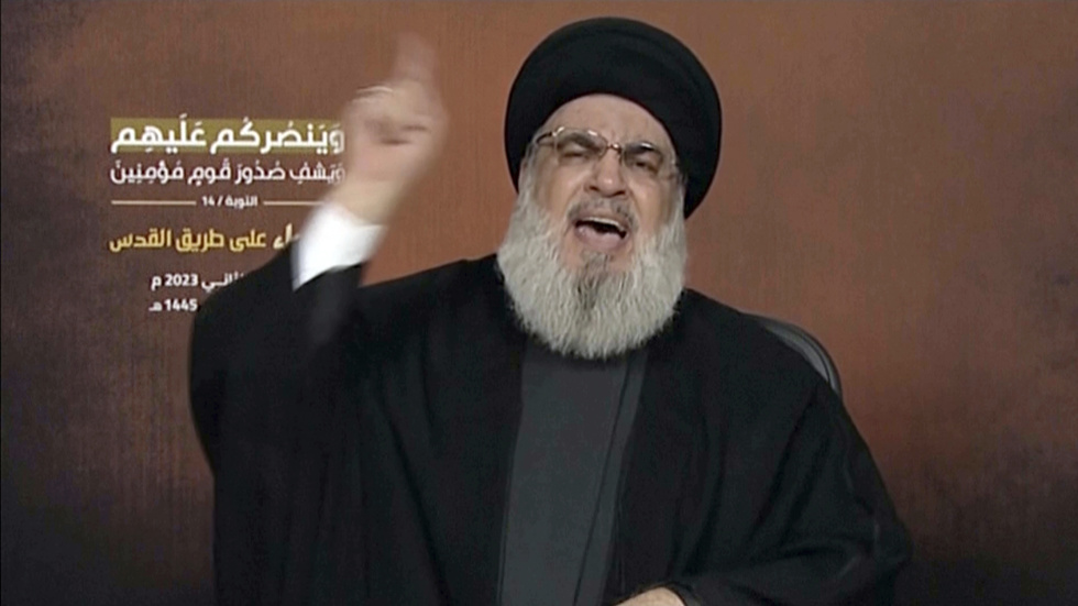 Hizbollahledaren Hassan Nasrallah höll ett linjetal om Hamas krig mot Israel.