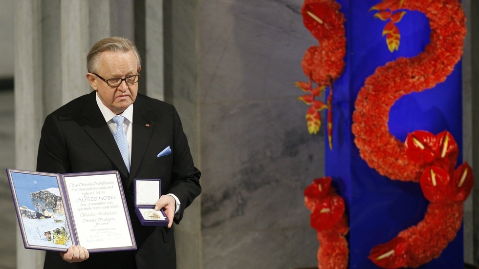 Den finländske diplomaten och ex-presidenten Martti Ahtisaari, när han tog emot fredspriset i Oslo i december 2008. Arkivbild.
