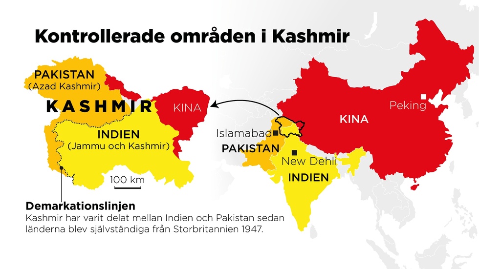 Kashmir är en omstridd region inklämd mellan Pakistan, Kina och Indien.