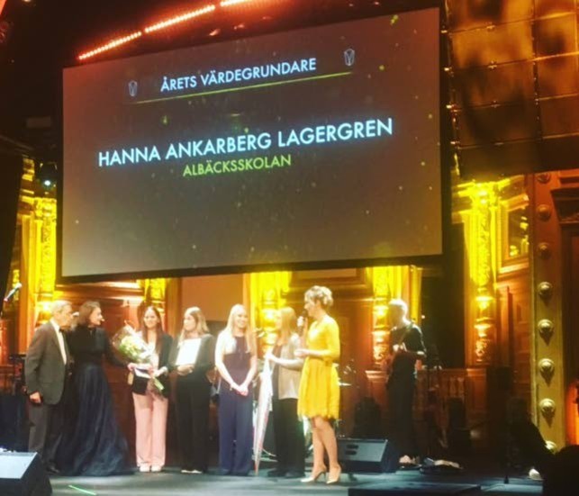 Hanna Ankarberg Lagergren prisades som Årets Värdegrundare på Lärargalan.