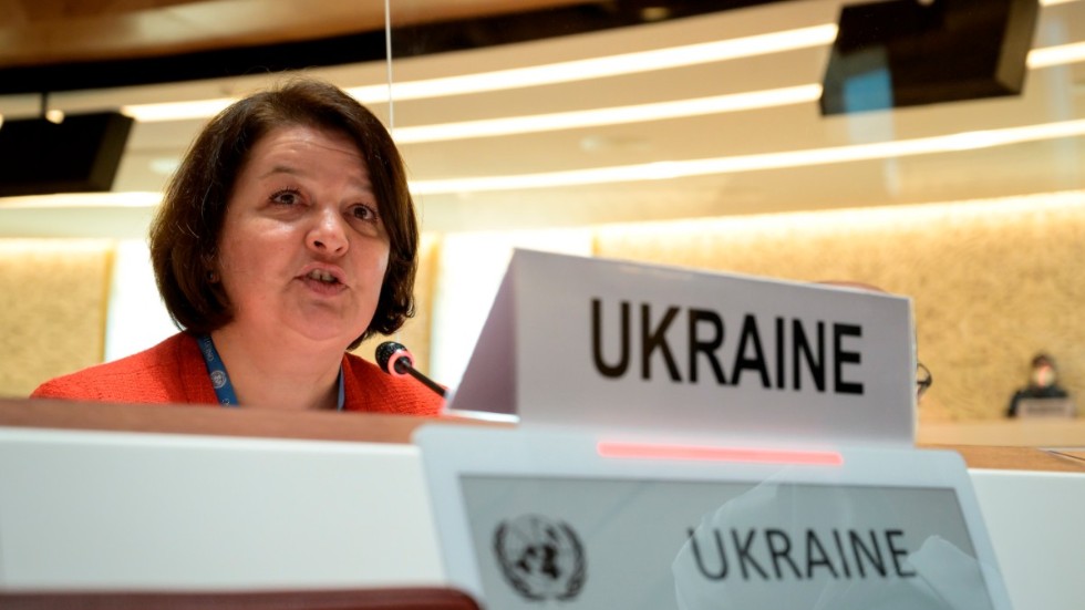 "Jag tackar alla dem som röstade för rätt sak", säger Ukrainas FN-ambassadör Jevhenija Filipenko, efter omröstningen. Arkivbild.
