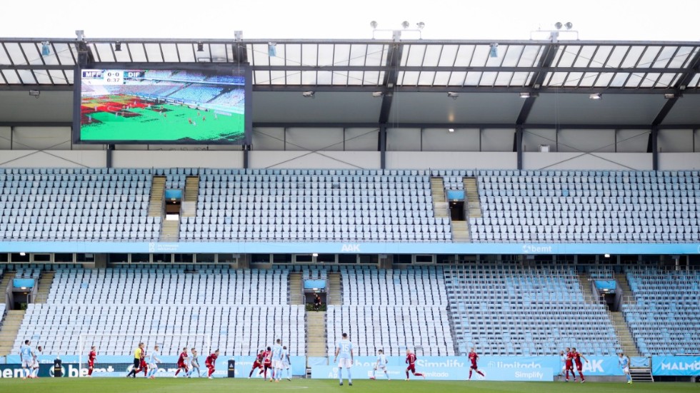 Allsvenska matcher mellan storklubbarna brukar locka storpublik, men sommaren 2020 möttes Malmö FF och Djurgården på ett folktomt Eleda stadion. Arkivbild.