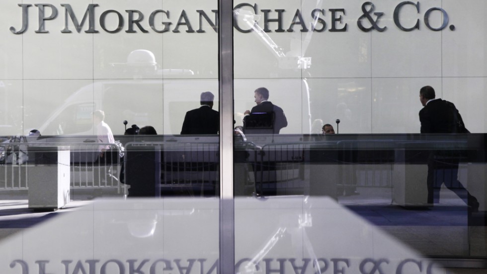 Storbanken JP Morgan Chase & Co rapporterar kvartalsrapport. Arkivbild