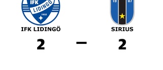 Oavgjort för Sirius borta mot IFK Lidingö