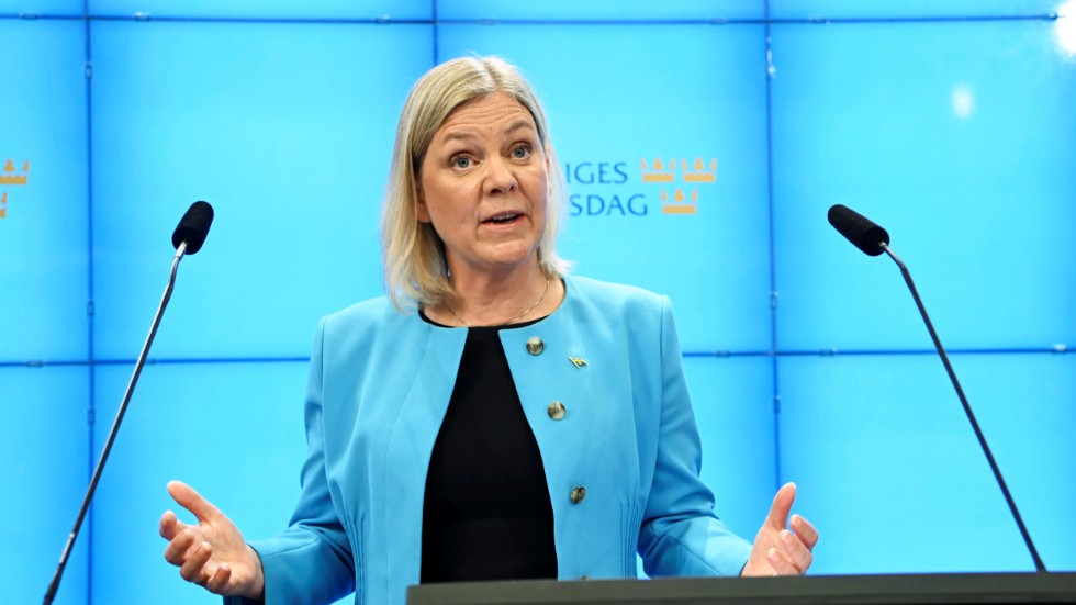 Magdalena Andersson vid pressträffen efter tisdagens omröstning om Morgan Johansson i riksdagen. Johansson är kvar men hur går det med Nato? 