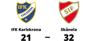 Klar seger för Skånela - vann med 32-21 mot IFK Karlskrona