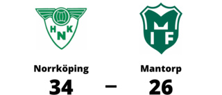 Mantorp föll med 26-34 mot Norrköping
