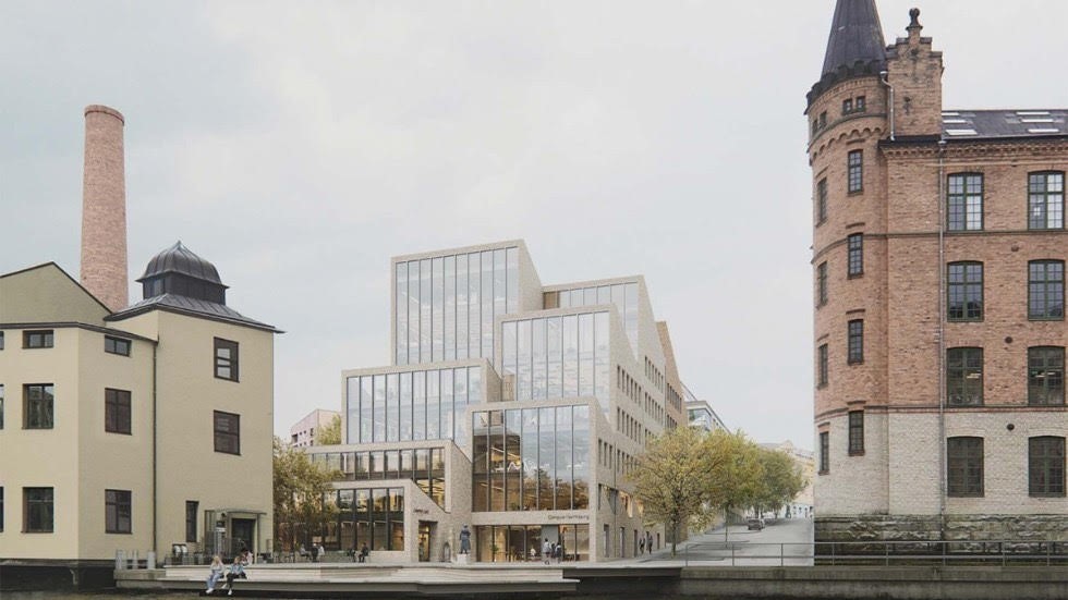 Förslag till ny byggnad i kvarteret Vävstolen. I mitt tycke ett bygge och utformning som föga anknyter till miljön och omgivande arkitektur, skriver Erik Hammarström.. 