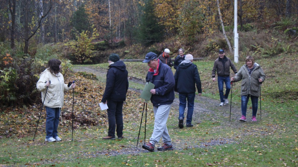 Här syns några av deltagarna vid höstens sista tipspromenad i Lunddalen.