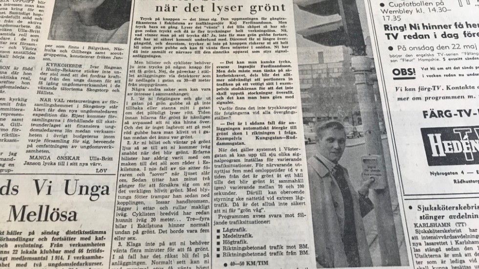 Eskilstuna-Kurirens läsare fick den 18 maj 1968 lära hur trafikljusen ska användas och hur bilisterna snabbare ska komma iväg vid grönt ljus.
