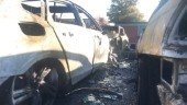 Bilbränder och kraftig explosion i natt