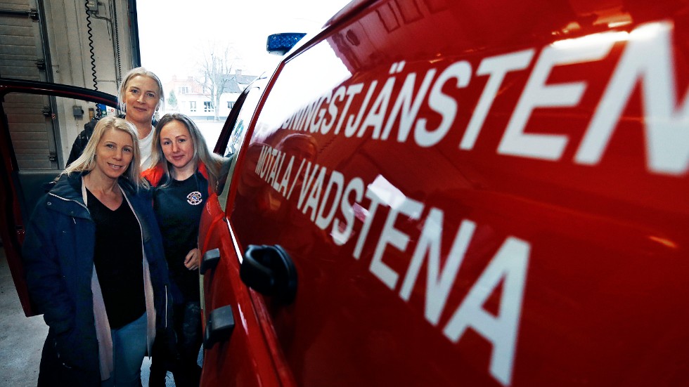 Anna Berglin, Sofia Falk och Ida Holm är deltidsbrandmän på deltidsbrandkåren i Vadstena.