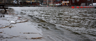 Översvämning på parkering i hamnen