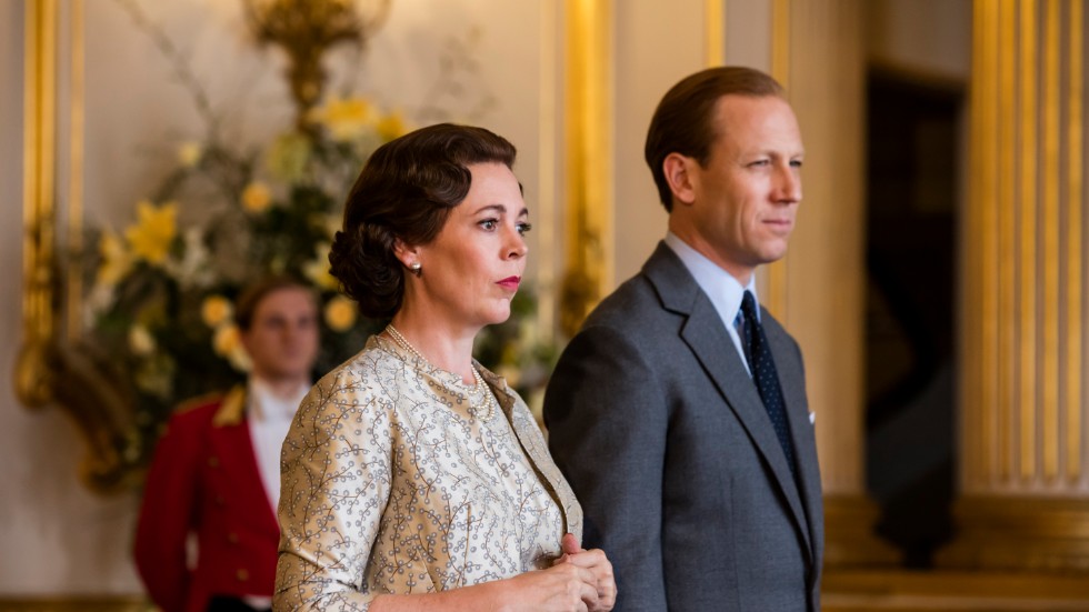 Olivia Colman spelar drottningen och Tobias Menzie spelar hennes frustrerade make prins Philip i tredje säsongen av Netflix påkostade drama "The Crown".