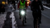 Bara en liten del av cyklisterna har lyse