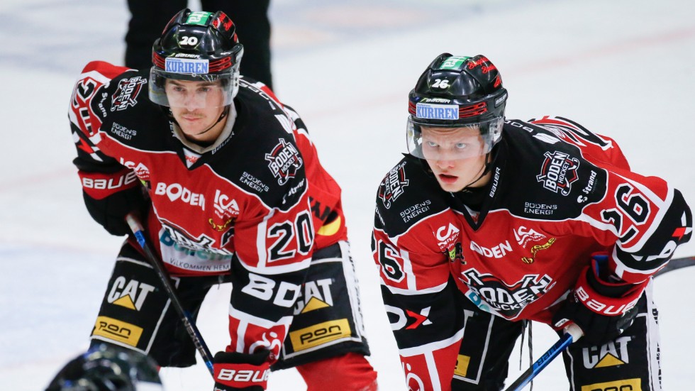 Boden Hockeys Tommy Wargh och Sebastian Huczkowski.