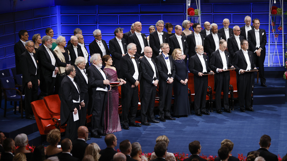 Nobelpristagare för 2020, 2021 och 2022 på plats i Konserthuset i fjol.