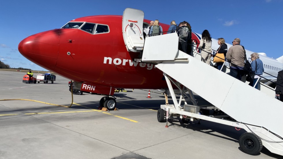 Ett Norwegianplan bordas på Skavsta i Nyköping.