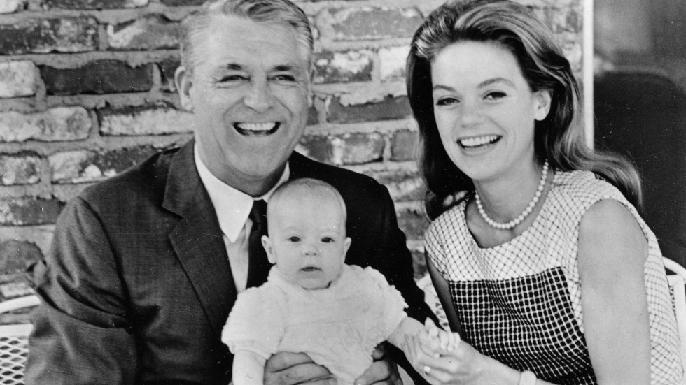 Cary Grant med frun Dyan Cannon och dottern Jennifer Grant. Arkivbild.