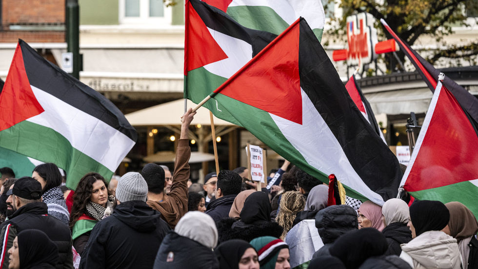 Betydelsen av "Från floden till havet, Palestina kommer att bli fritt”, som hörs på många demonstrationer, råder det delade meningar om. Arkivbild.