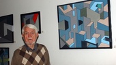 91-årige Olle ställde ut nyproducerad konst