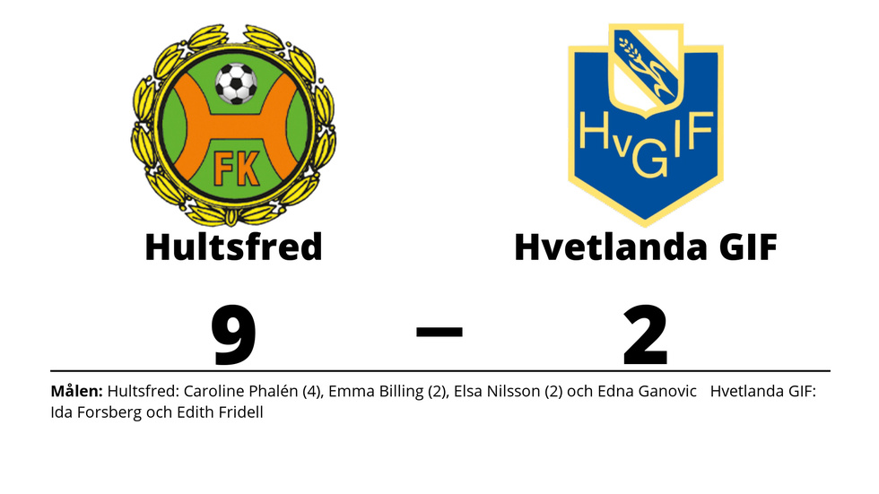Hultsfreds FK vann mot Hvetlanda GIF (9-m)
