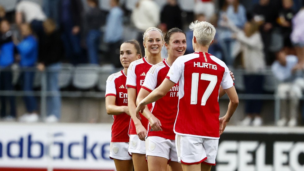 Amanda Ilestedt är ny i Arsenal den här säsongen. Där blir hon lagkamrat med bland annat Lina Hurtig. Arkivbild.