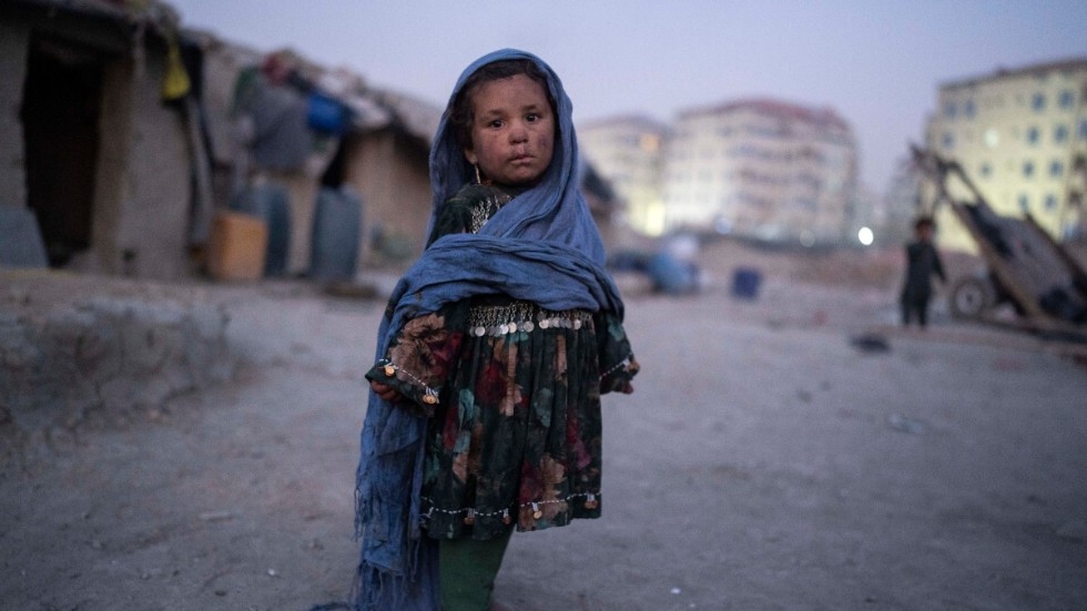 Stora delar av Afghanistans befolkning bedöms stå inför en akut hungersnöd i samband med vintern. Bild från område med internflyktingar i Kabul.