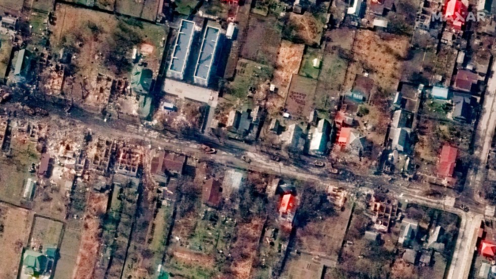 Satellitbild på Butja, tagen 31 mars.