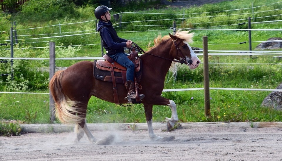 Benjamin Petersson bromsar upp "Red" innan han gör en spinn och byter håll. Foto: Morgan Karlsson