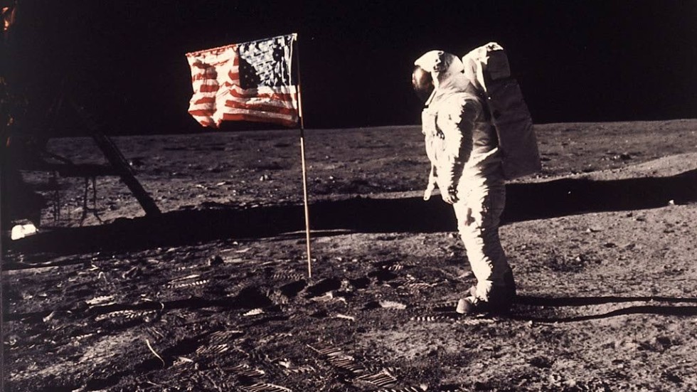 De gjorde det! Astronaut Buzz Aldrin, fotograferad av sin kollega Neil Armstrong.